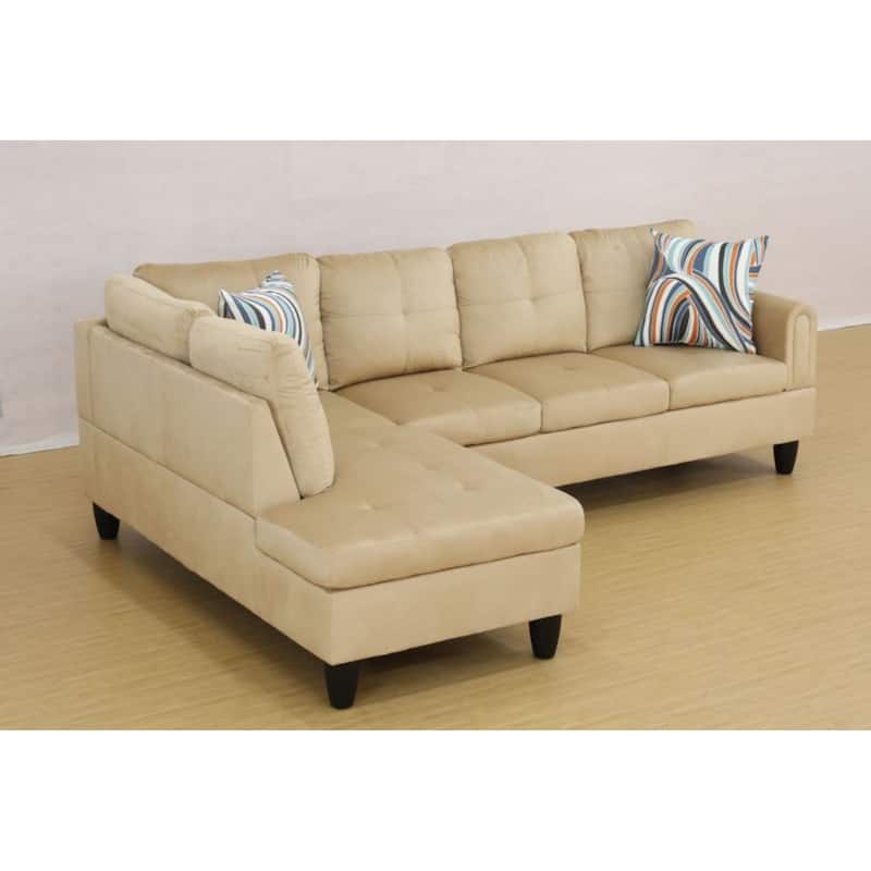 KISRAIS 97" Wide 2-Piece Flannel Sectional Sofa for Small Spaces