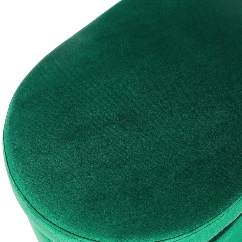Adeco Oval Storage Ottoman, Modern Velvet Footrest Vanity Makeup Stool