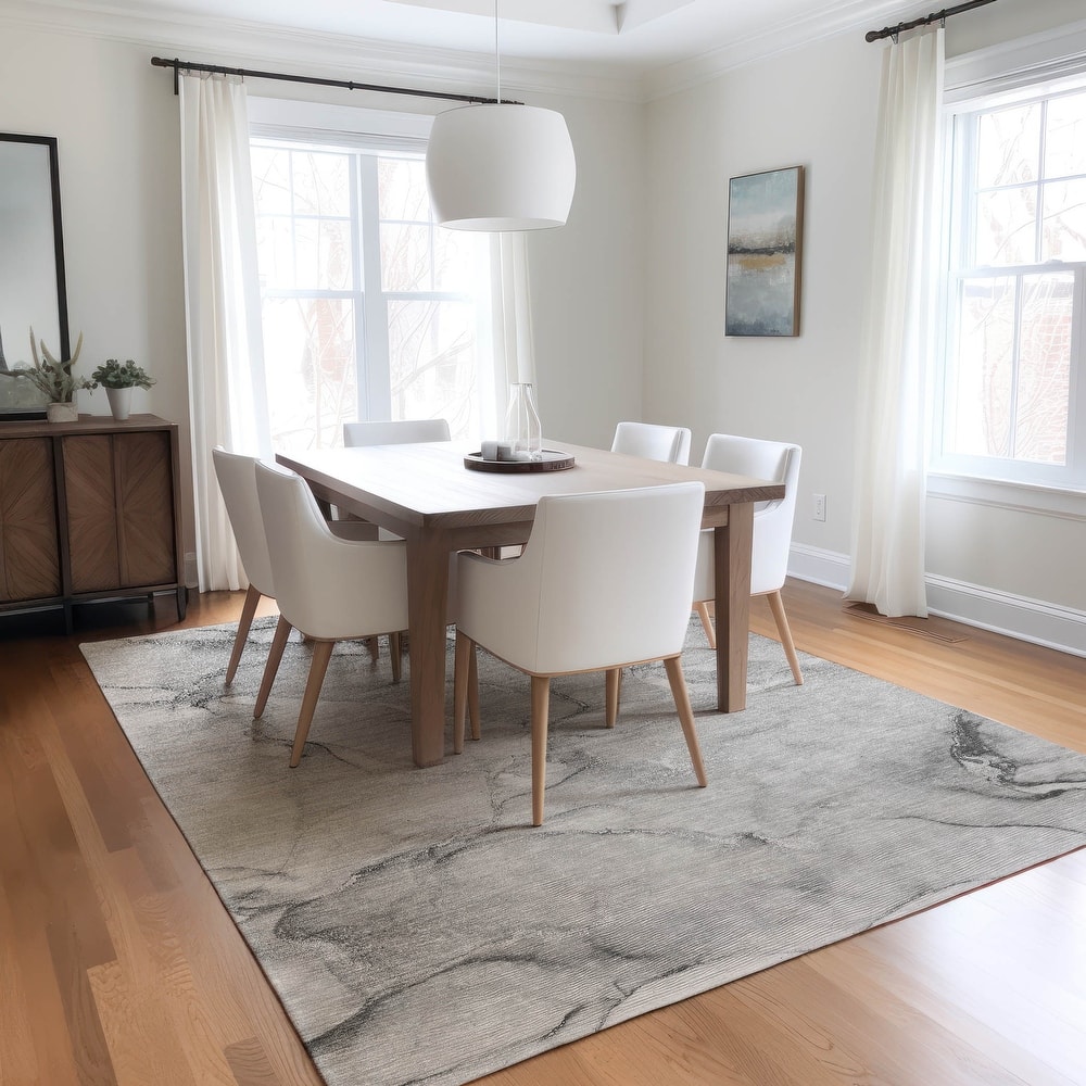 Machine Washable Indoor/ Outdoor Marble Chantille Rug