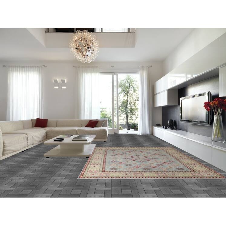 All-Over Kazak Oriental Area Rug Wool Carpet - 9'2" x 11'10"