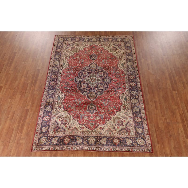 Tabriz Persian Vintage Area Rug Hand-Knotted Wool Carpet - 6'8"x 9'8"