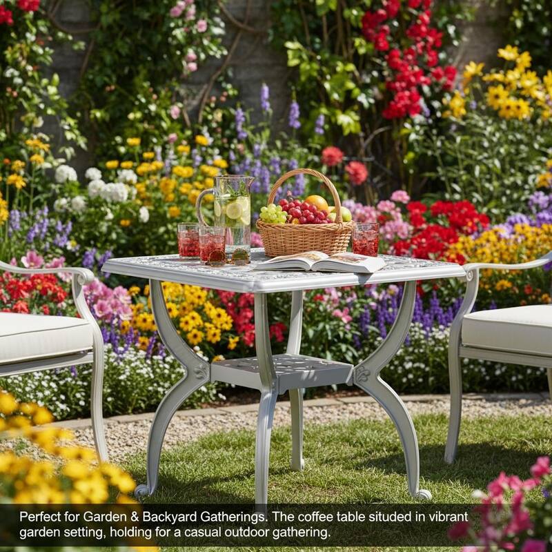 Stylish Aluminum Square Coffee Table for Outdoor Living Room