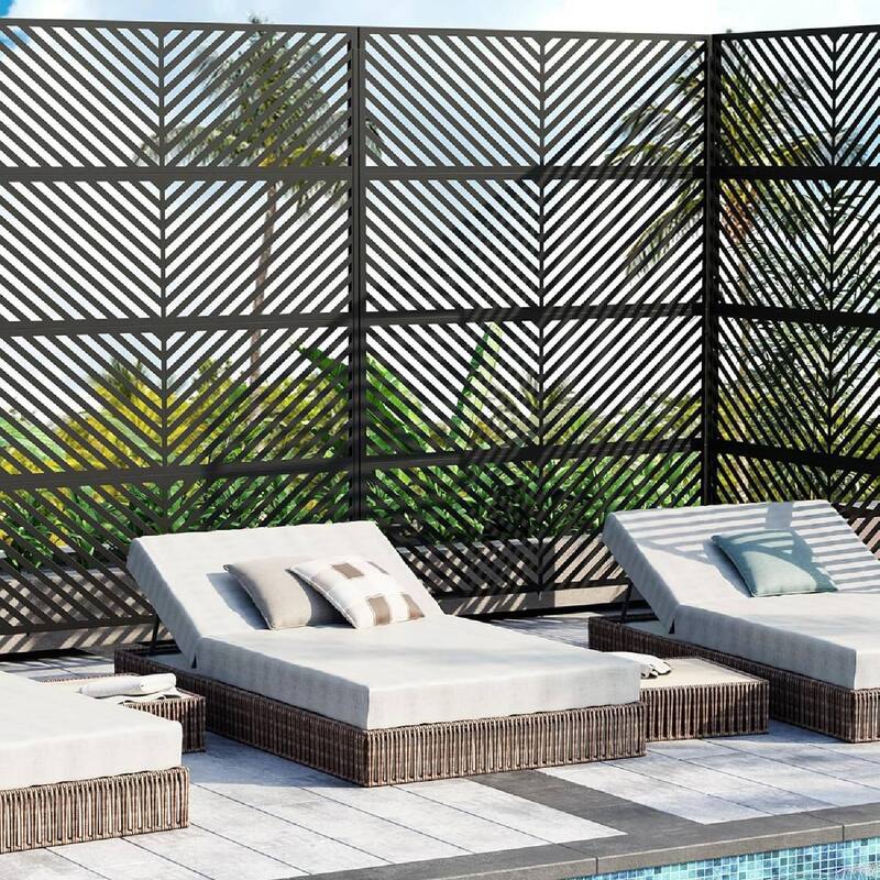 72" H×47" W Freestanding Privacy Screen, Decorative Outdoor Panel for Deck, Porch, Patio