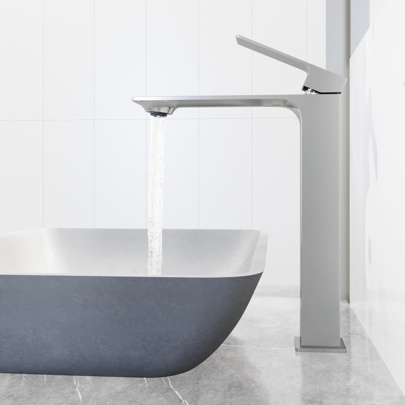 VIGO Duomo 18"L x 13"W Concrete Vessel Sink and Dunn 11"H Faucet Set