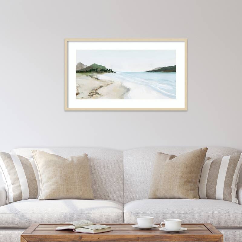 Kiss from a Wave (Beach) by Isabelle Z Wood Framed Wall Art Print - Svelte Natural