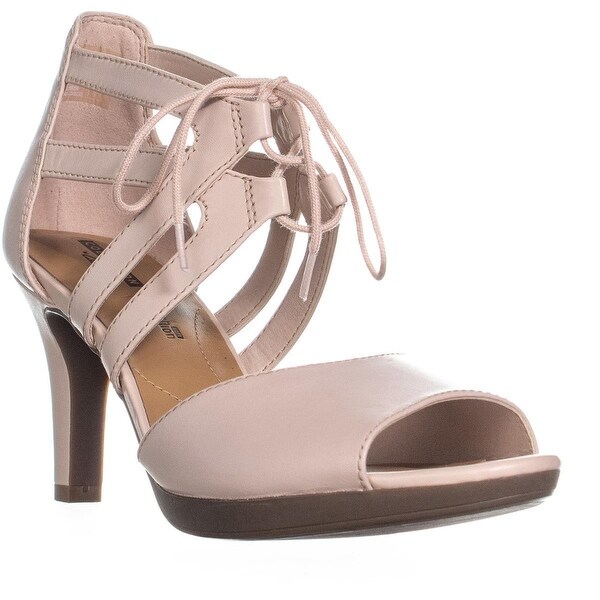 Shop Clarks Adriel Elaina Lace Up Heel Covered Sandals Dusty Pink Overstock 22840132