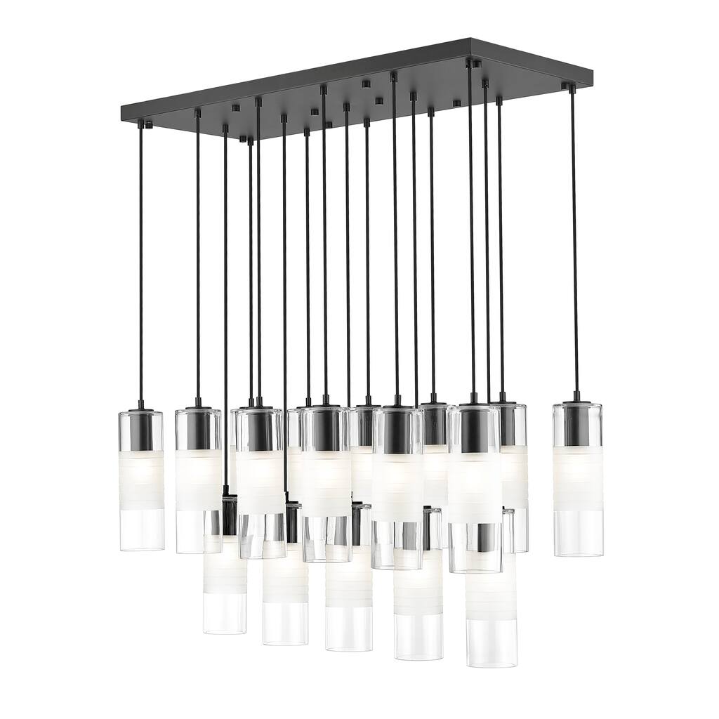 Alton 17 Light Linear Chandelier in Matte Black - Matte Black