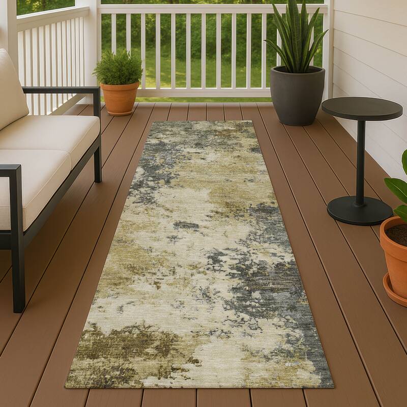 Machine Washable Indoor/ Outdoor Casual Contemporary Chantille Rug - Pewter - 2'3" x 7'6"