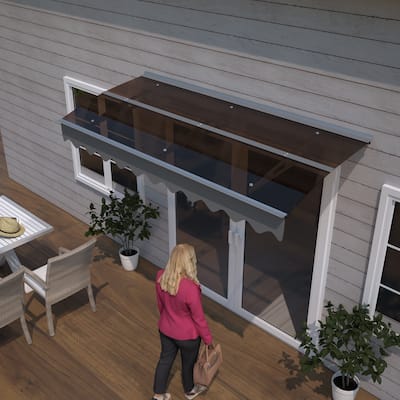 Series Door Window Awning Canopy Made of 0.137Inch Thick Crystal Solid Polycarbonate Sheet and Aluminum Alloy with Valance