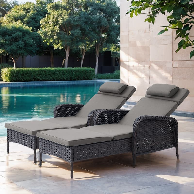 Patio Chaise Lounge Chairs Set of 2 for Outside