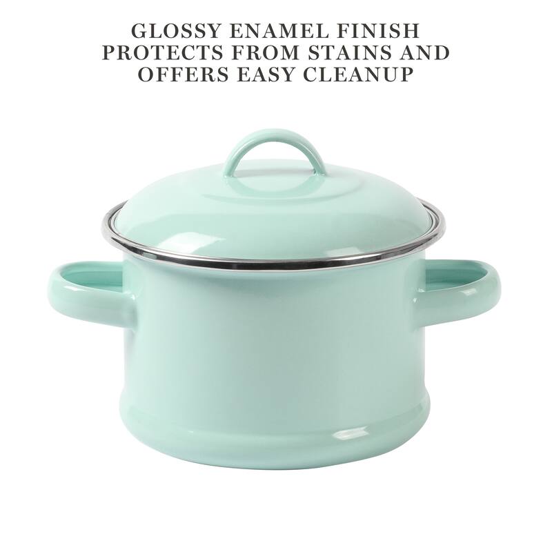 Martha Stewart 2 pack Mini Enamel On Steel Dutch Oven Set - Martha Blue