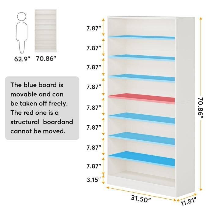 Tall Narrow White Shoe Cabinet with 9 Adjustable Tiers and Holds 45 Pairs Ideal for Entryway Closet