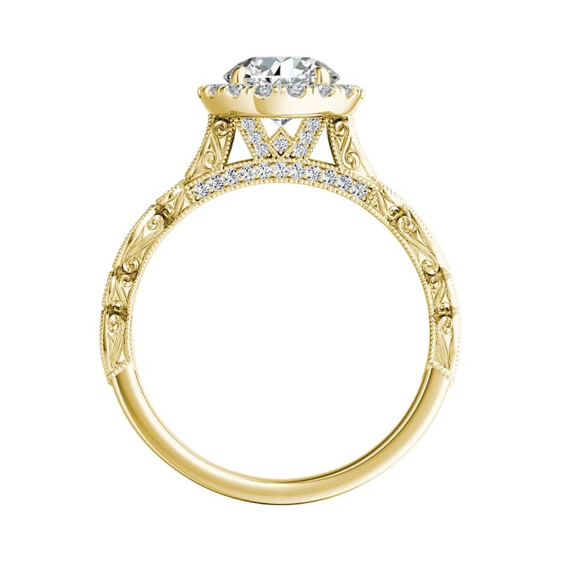 Auriya 14k Gold Vintage 2ct Moissanite Halo Diamond Engagement Ring 1/3ctw
