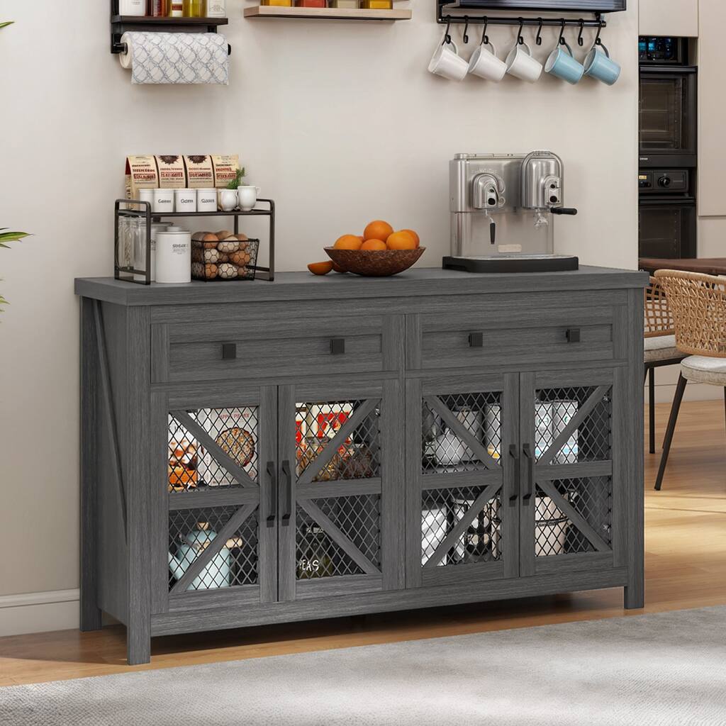 Moasis 55" Farmhouse Sideboard Buffet Cabinet With Storage, Coffee Bar Cabinet
