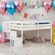 preview thumbnail 1 of 17, Twin Size Loft Bed with 2 Storage Staircase and Guardrails, White White