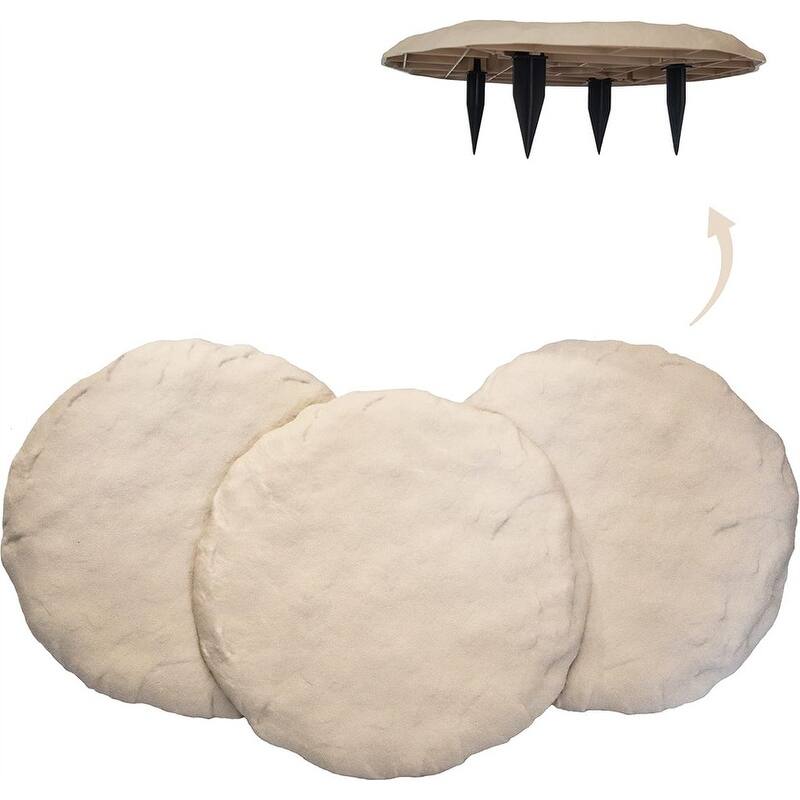 15.5" Circular Stepping Stones, Beige Limestone for Outdoor Pathway