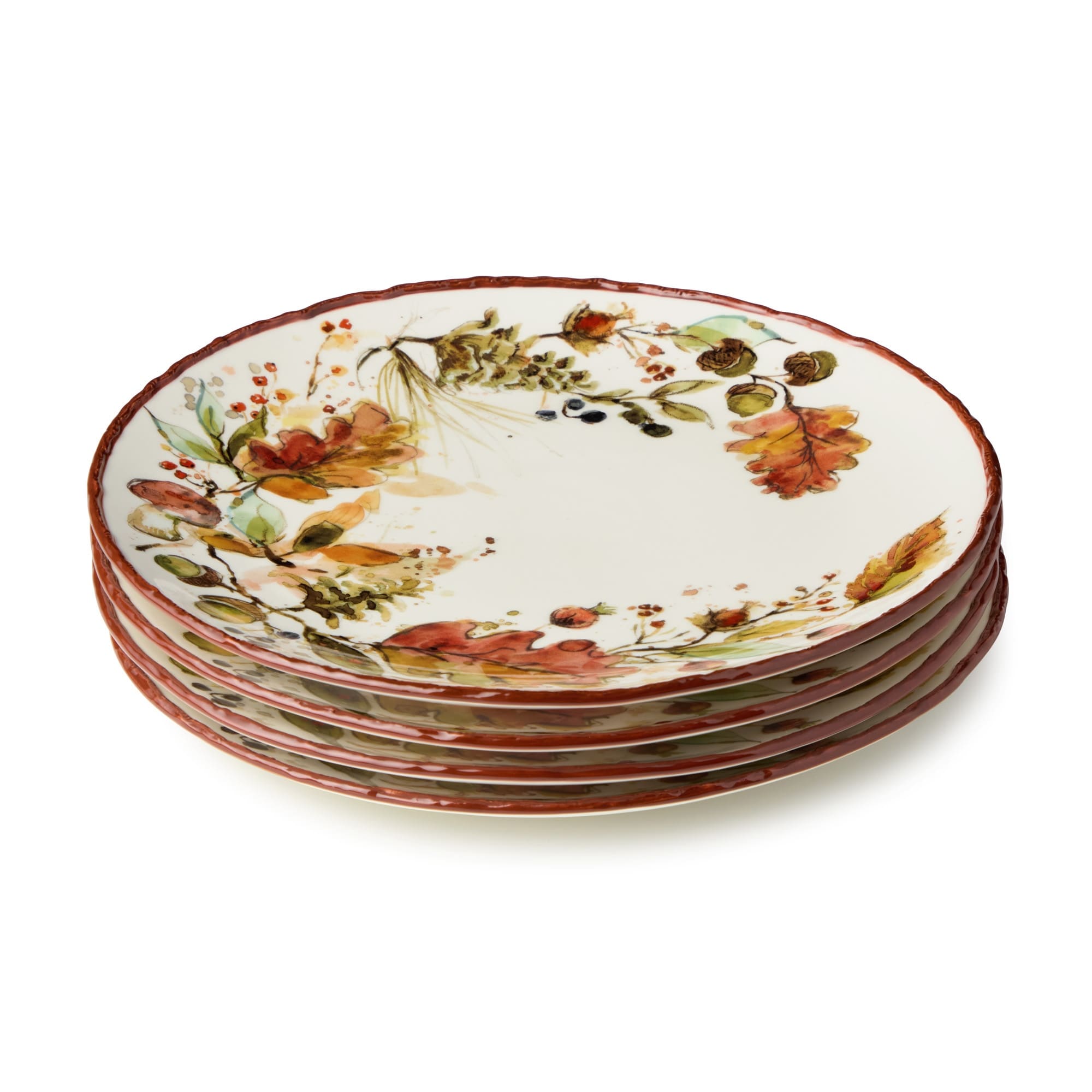 Certified International Autumn Meadows Set of 4 Dinner Plates 11in - 11" W x 11" D x 1" H