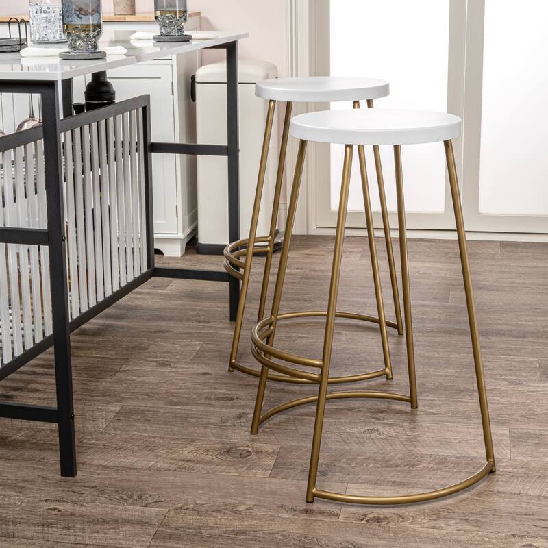 Trinity 28.75" Modern Designer Iron Curved Backless Bar Stool, by JONATHAN Y