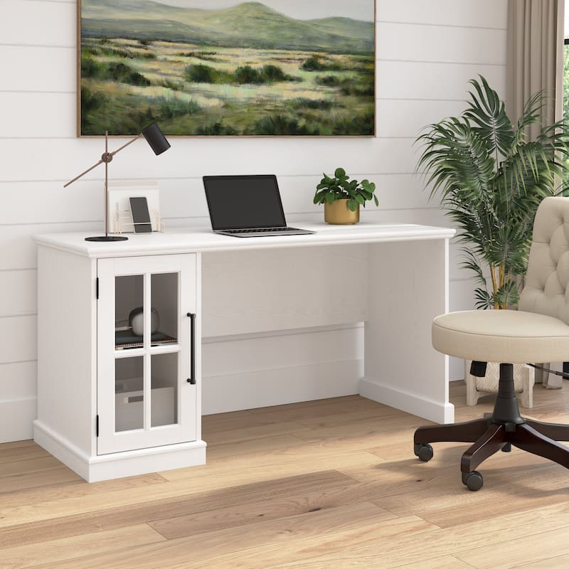 Westbrook 60W Computer Desk with Storage Cabinet by Bush Furniture - White Ash