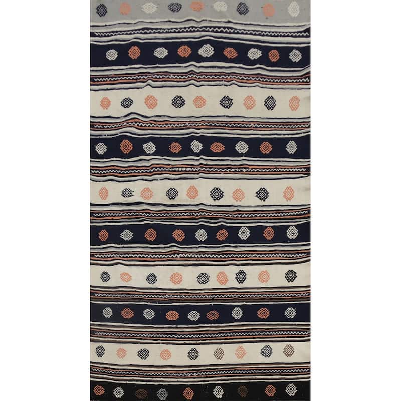 Hand Woven Oriental 100% Wool Carpet Southwestern Tribal Multi-Colored Kilim Area Rug - 10' 1'' X 5' 2''