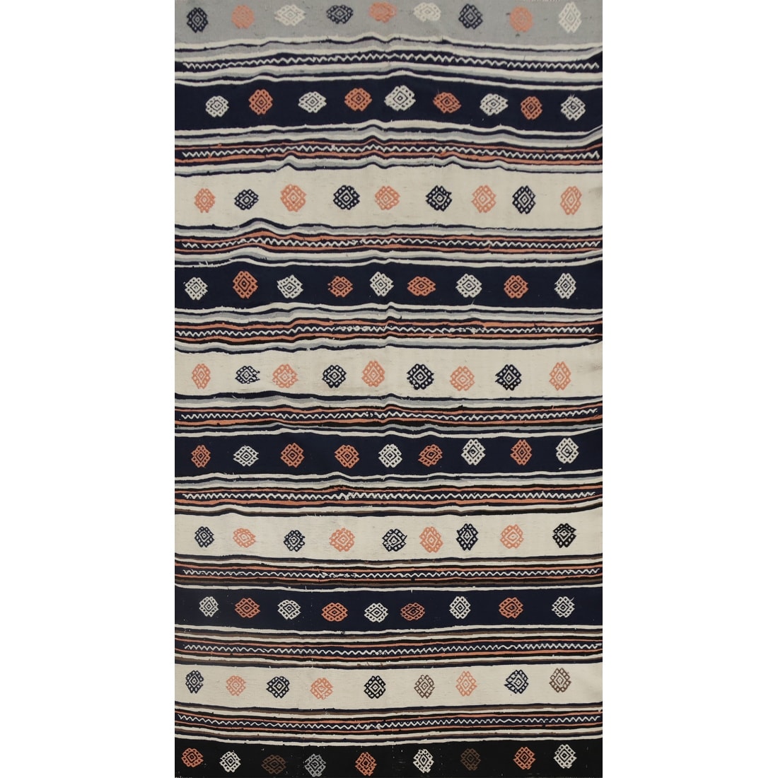 Hand Woven Oriental 100% Wool Carpet Southwestern Tribal Multi-Colored Kilim Area Rug - 10' 1'' X 5' 2''
