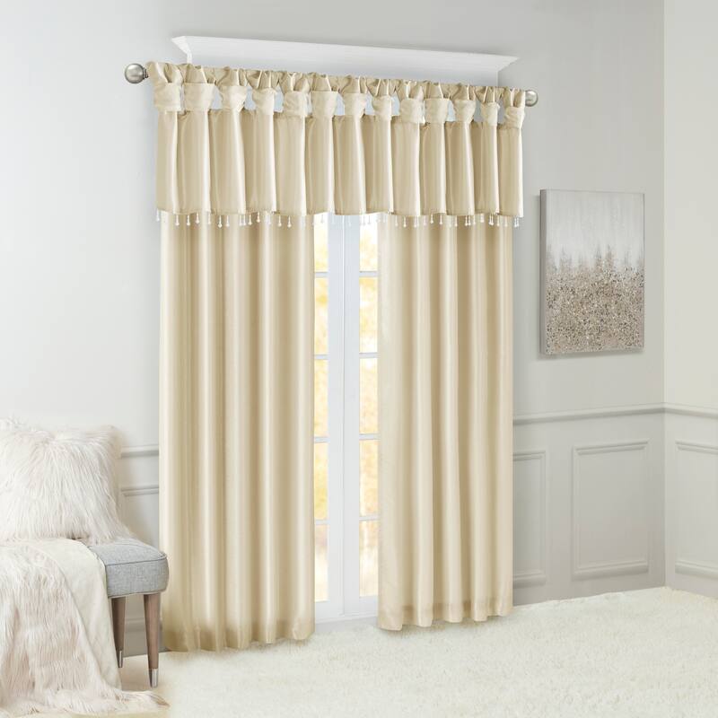 Madison Park Natalie Lightweight Faux Silk Valance with Beads - 50x26"