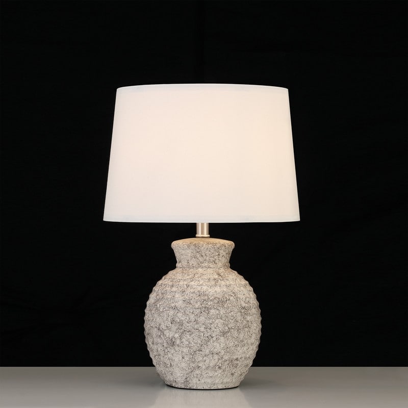 Acroma Textured Ceramic Table Lamp with White Linen Shade