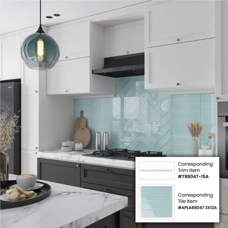 Apollo tile 0.5" x 12" Colorway Glossy Blizzard Blue Glass Tile (0.5 sq ft/case) - 10 Pack
