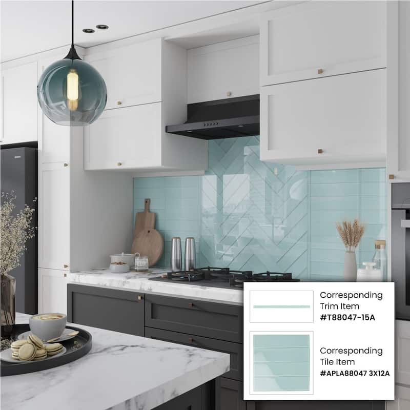 Apollo tile 3" x 12" Colorway Glossy Blizzard Blue Glass Tile (5 sq ft/case) - 20 Pack