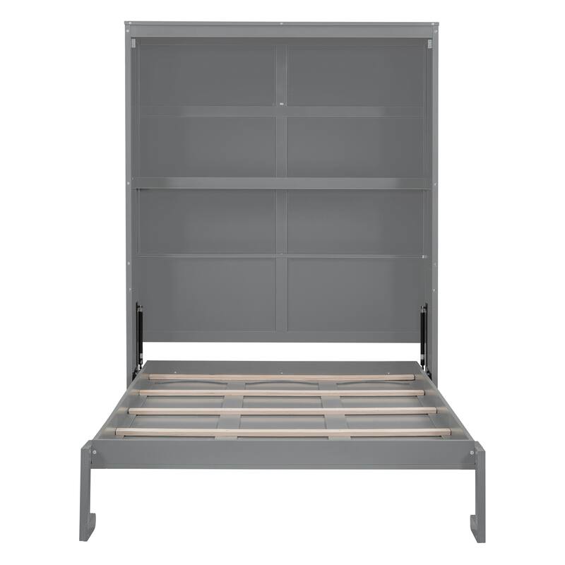 Murphy Bed Wall Bed with Built-in Shelves, Full/Queen Size, Foldable Cabinet for Small Spaces, Home Offices, and Apartments