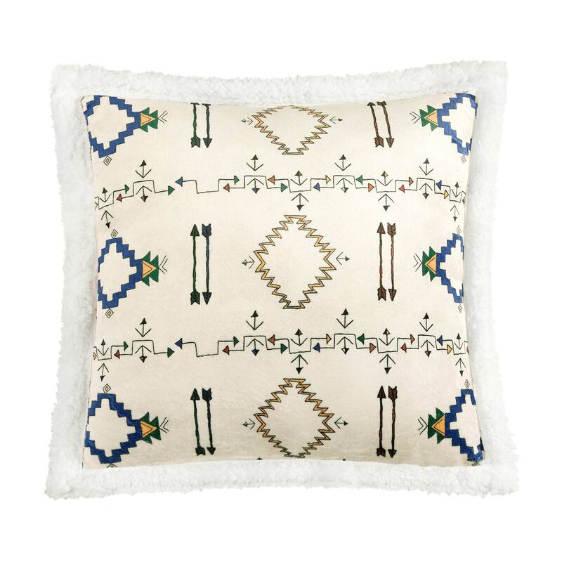Indigo Hill by HiEnd Accents Campfire Sherpa Fleece Decorative Pillow, 18"x18"
