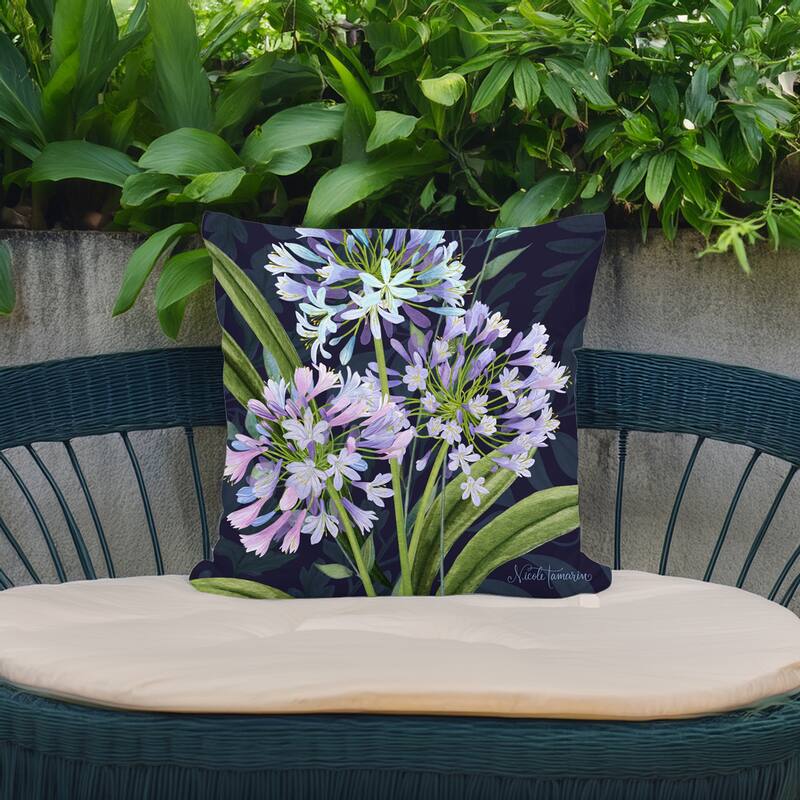 Magnolia Casual Outdoor Pillow Midnight Garden Lilies 18x18