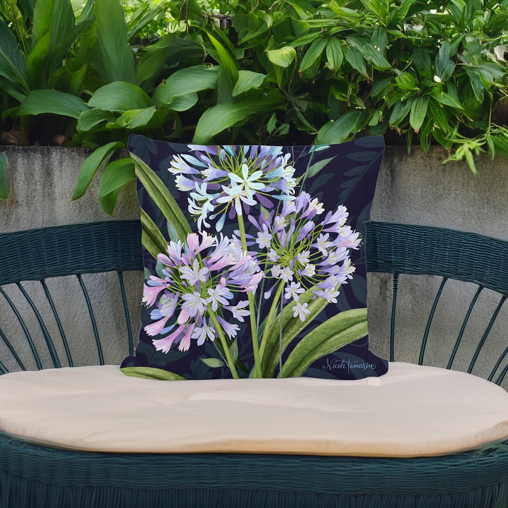 Magnolia Casual Outdoor Pillow Midnight Garden Lilies 18x18
