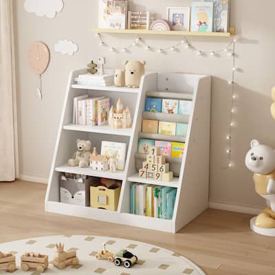 Wooden Toy Storage Organizer Cabinet Kids Bookshelf Children Bookcase