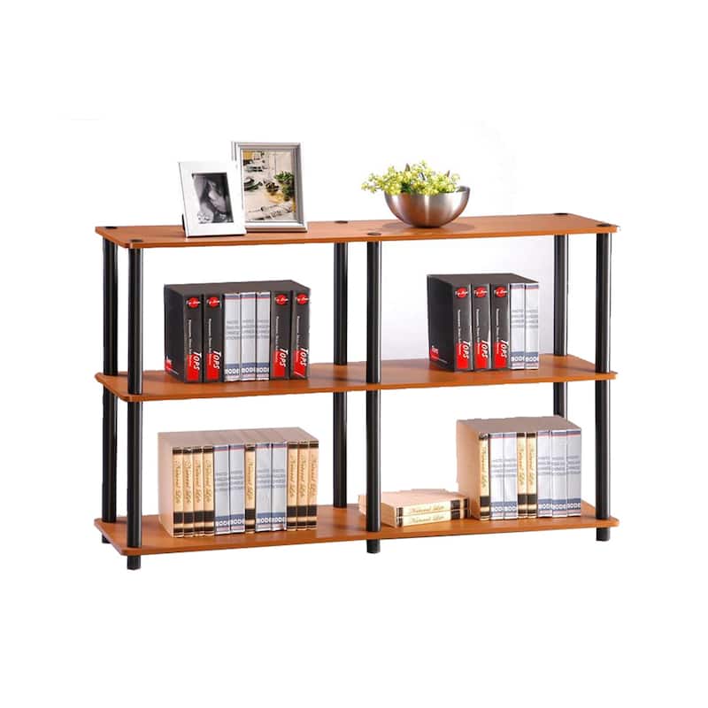 3 Tiers Wood Household Shelving Unit in Light Cherry/Black (47.2 in. W x 29.5 in. H x 11.6 in. D) - 47.2
