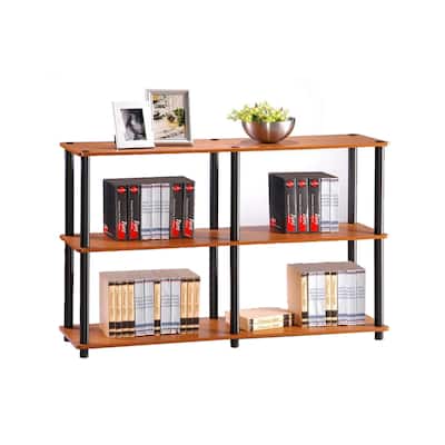 3 Tiers Wood Household Shelving Unit in Light Cherry/Black (47.2 in. W x 29.5 in. H x 11.6 in. D) - 47.2