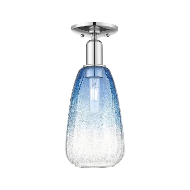 Innovations Lighting 716-1C-15-6 Brookhaven Almond Semi-Flush - Polished Chrome / Sapphire Blue