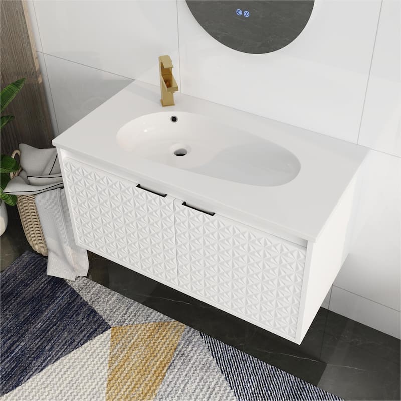 Bathroom Vanity With Sink In 24/30/36 Inch, Floating Bathroom Vanity With Soft Close Door