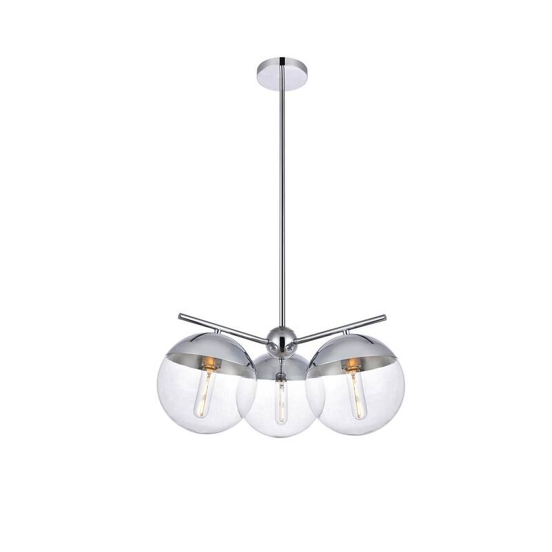 Clear Glass/ Metal 3-Light 21 inch Pendant