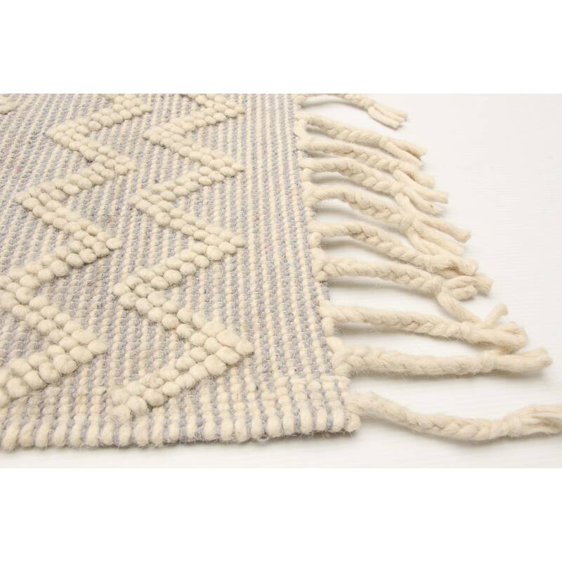 ECARPETGALLERY Braid weave Sienna Cream Wool Rug - 5'0 x 8'6