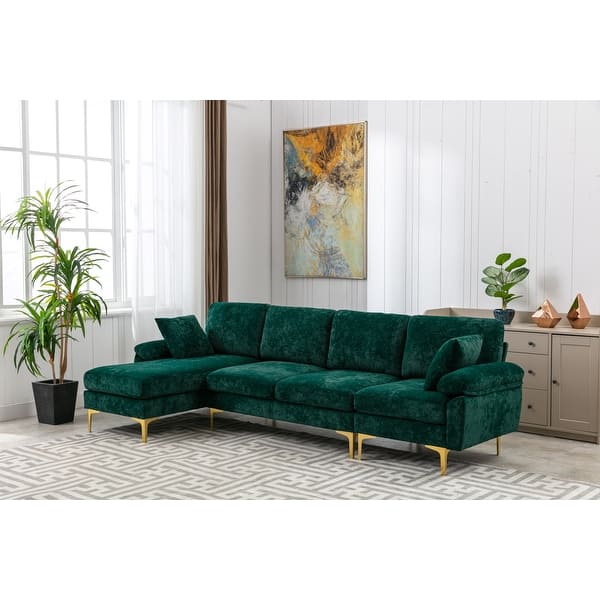 Modern Sectional Sofa Polyester Fabric Padded Seat Accent Sofa