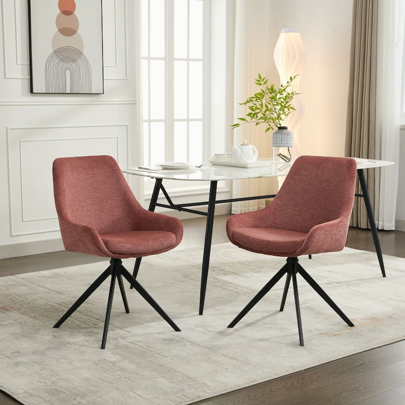 Swivel Dining Chairs set of 2/4,Mid Century Modern Dining Room Chairs - Set of 2 - Pink