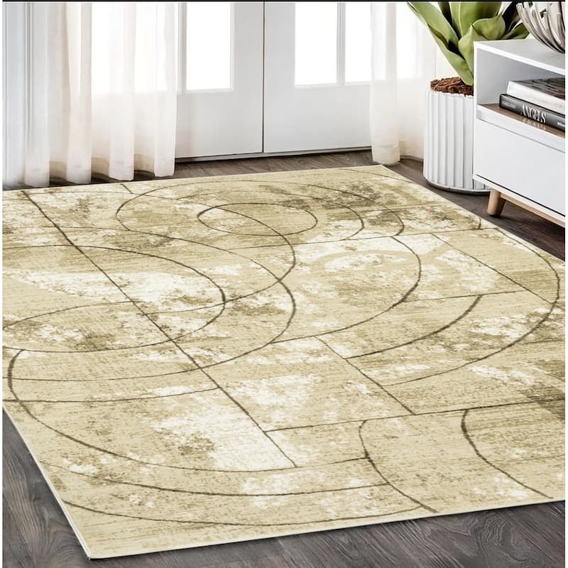 HomeRootsGeometric Modern Rectangle Area Rug - 92.52' X '62.99' X '0.39
