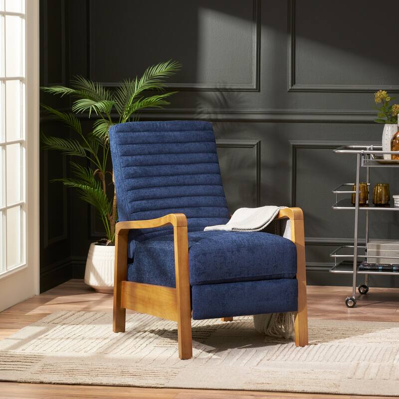 Fabric Wood Hand Manual Club Recliner Classic Overstuffed Single Recliner Sofa