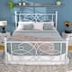 VECELO Metal Bed Frame with High Headboard and Footboard, Platform Beds with Heavy Duty Mattress Foundation - White - Full