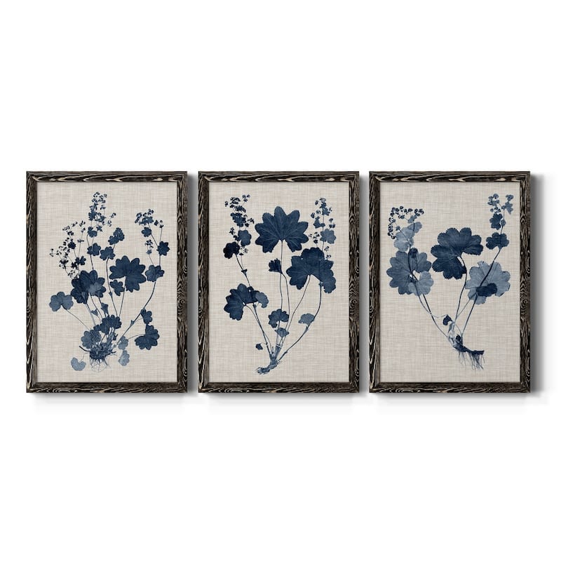 Navy & Linen Leaves II-Premium Framed Canvas - Ready to Hang - Multi-Color - 18X24 - Black