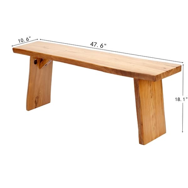 dimension image slide 1 of 2, Dining Bench Live Edge Rustic Solid Wood Bench