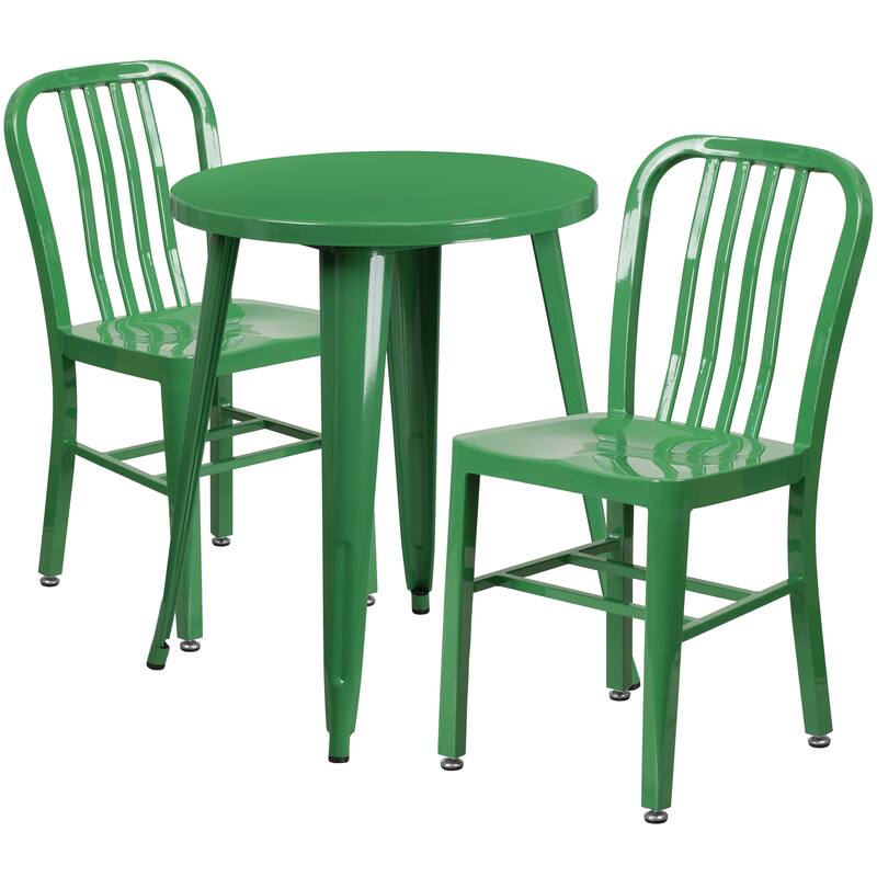 24-inch Round Indoor/ Outdoor 3-piece Metal Table and Chairs Set