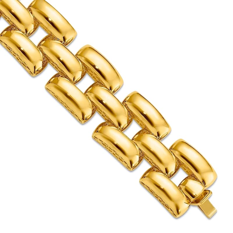 Curata Italian 14k Yellow Gold 7.5" 18.25mm Panther Link Stampato Bracelet - 18.25mm x 7.5"