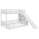 preview thumbnail 12 of 34, Twin Over Full Multifunctional Kids Bunk Bed Frame with Slide, Wooden Loft Bed with Storage Staircase and Guardrails